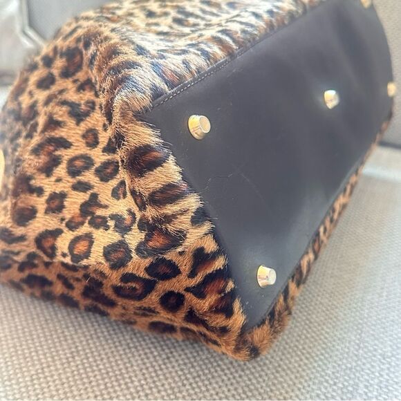 Roberta Gandolfi Leopard Print Genuine Leather Women's Bag with Chain Straps - Picture 11 of 16